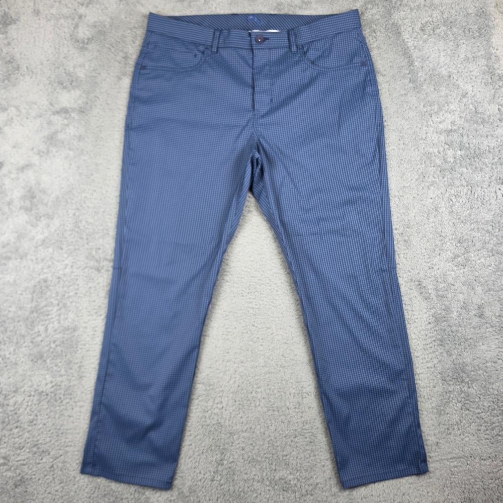 Tommy Bahama Performance Pants Mens 36x30 Blue Micro Check Stretch 5-Pocket EUC